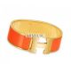 Hermes Orange Enamel Clic Clac H Wide Bracelet in Yellow Gold